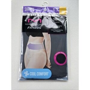 Maidenform Flexees Lace Thong Smoothing Shapewear Cool Comfort‎ Black Medium